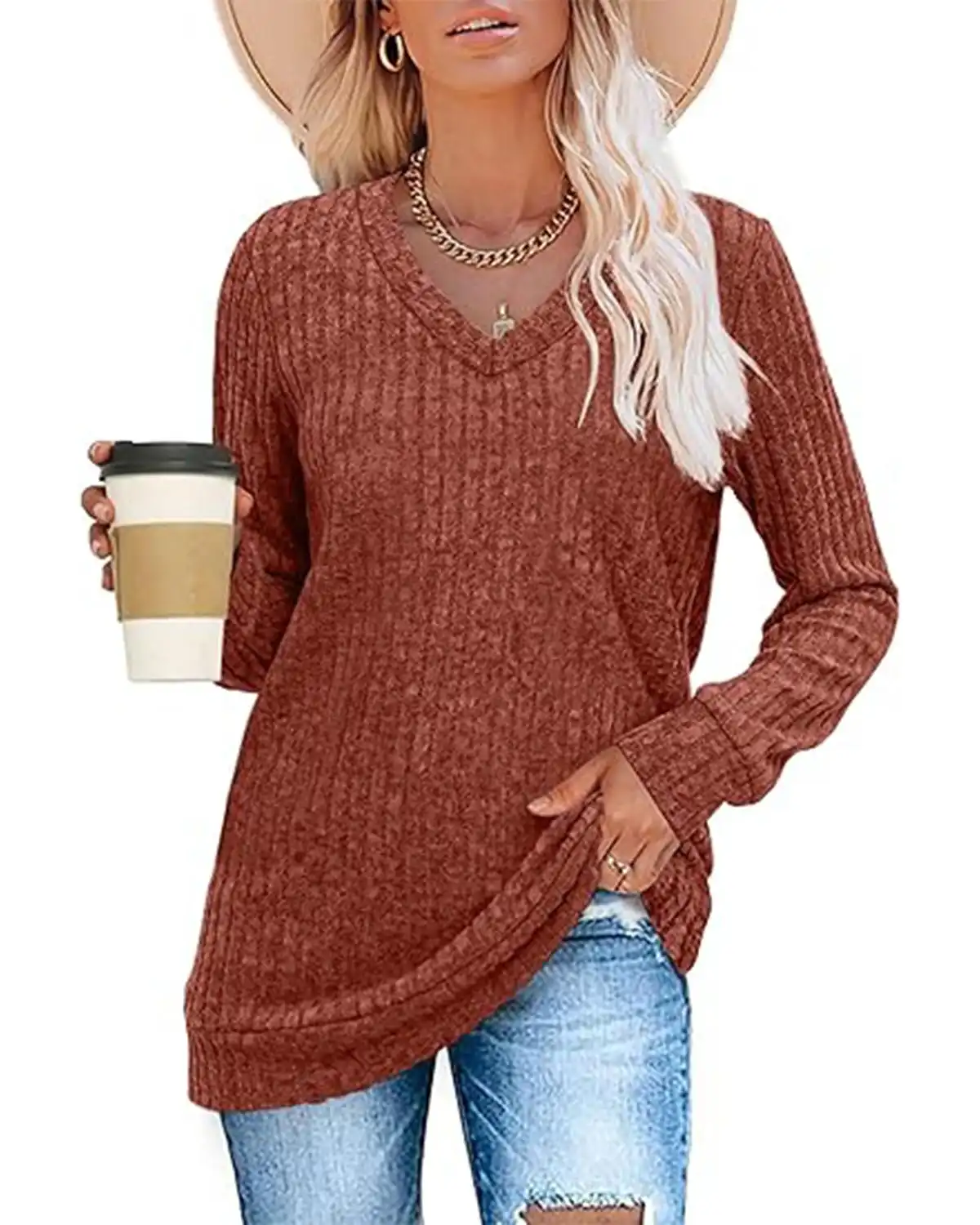 Sampeel V Neck Long Sleeve Shirt