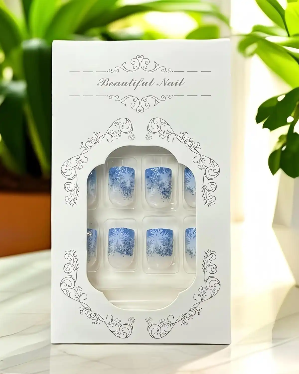 Shuxilin 24Pcs Glitter Christmas Press on Nails