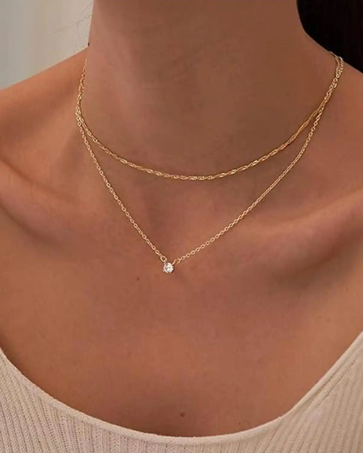Tewiky Dainty 14K Gold Plated Cubic Zirconia Necklaces for Women Pricing