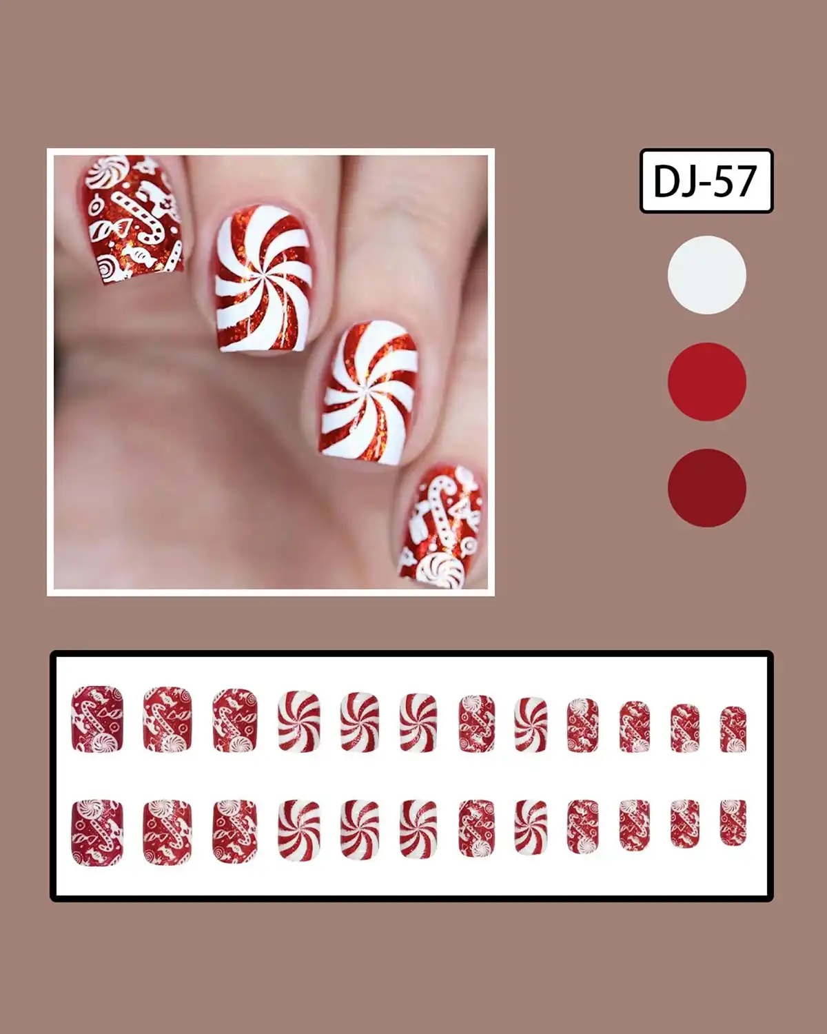 Tyuimhx Red Glitter Christmas Press on Nails Features