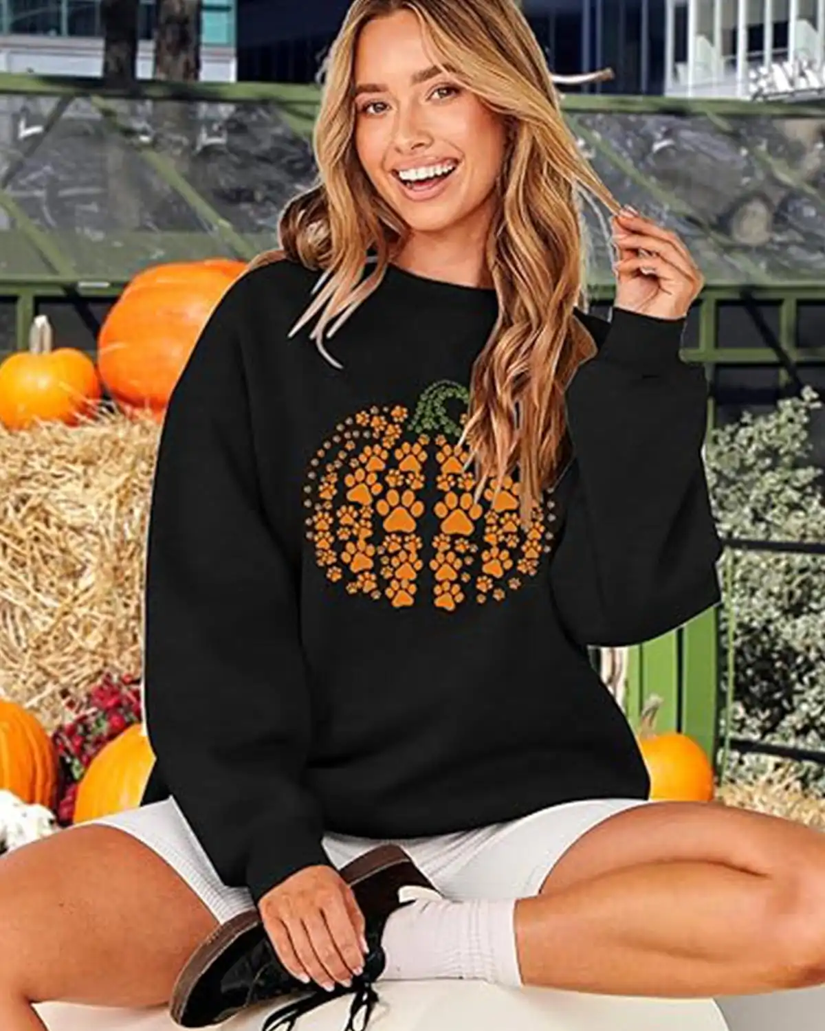 Urvatac Fall Pumpkin Sweatshirt for Women
