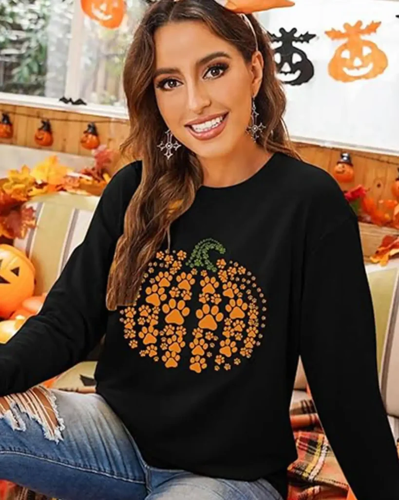 Urvatac Fall Pumpkin Sweatshirt for Women
