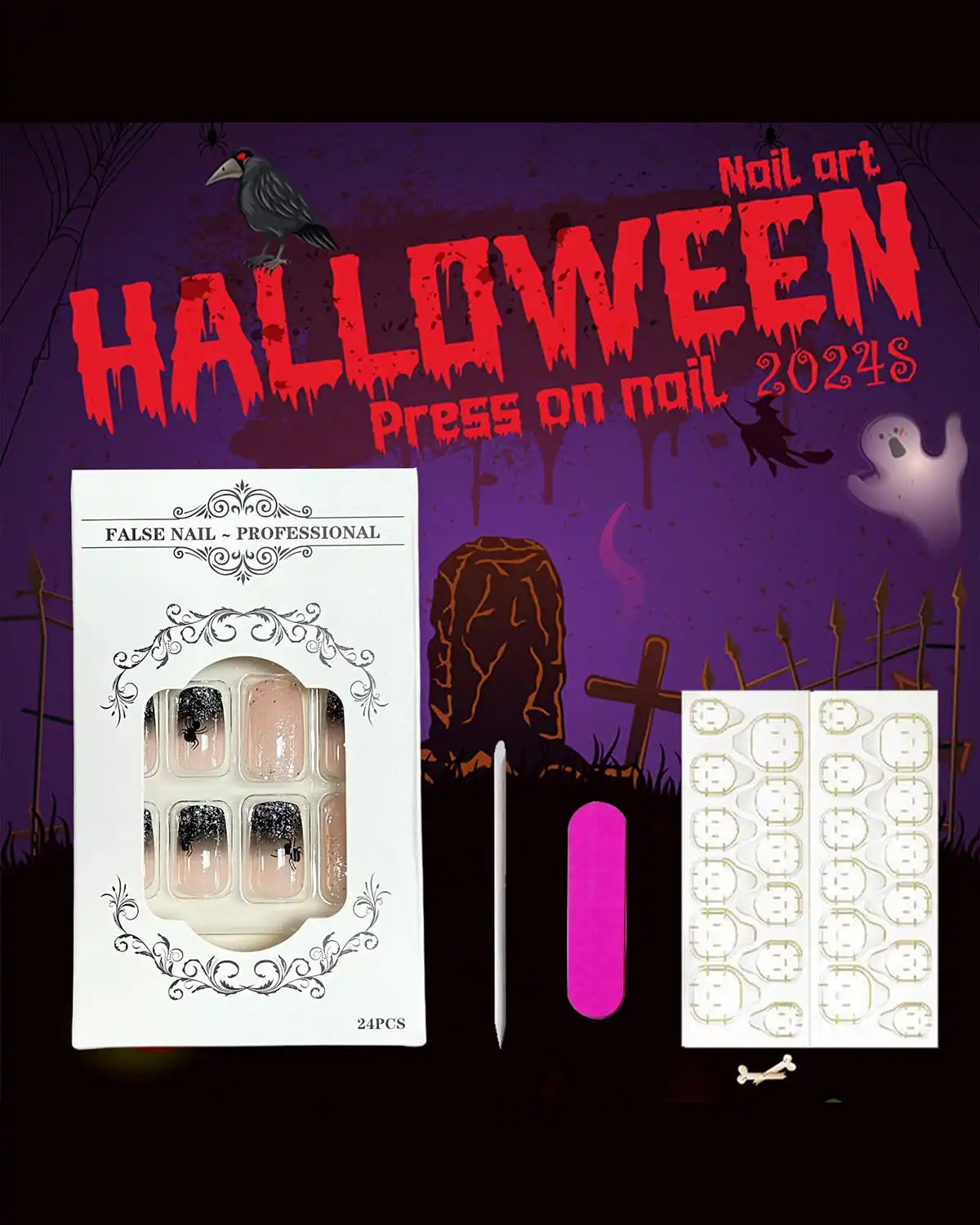 Vopintpy Halloween Press on Nails for Womens