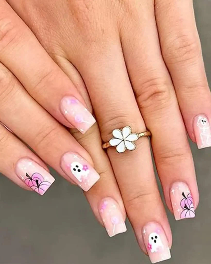 Vopintpy Medium Square Halloween Press on Nails