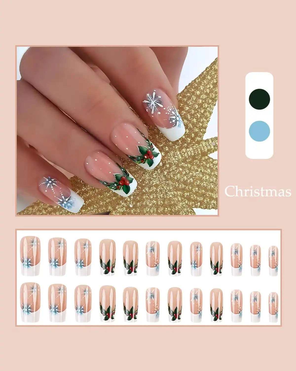 Xiannaipai Christmas French Tip Press on Nails Features