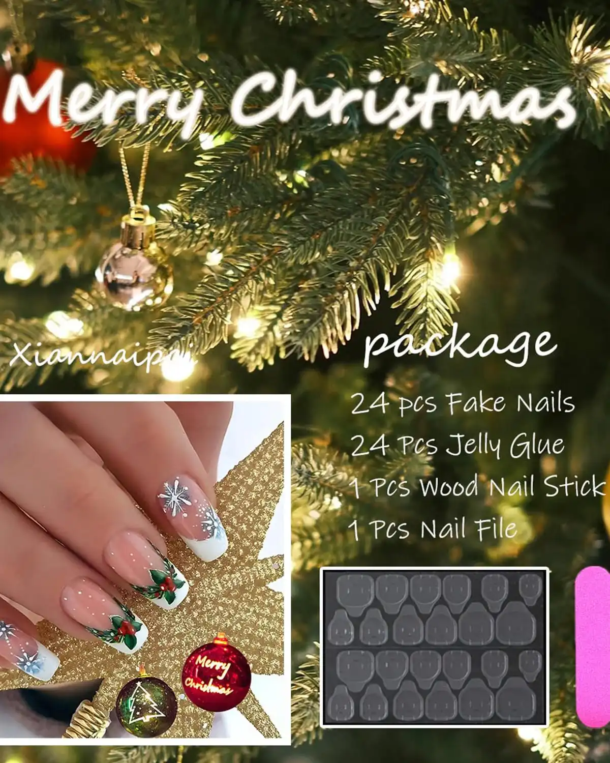 Xiannaipai Christmas Press on Nails