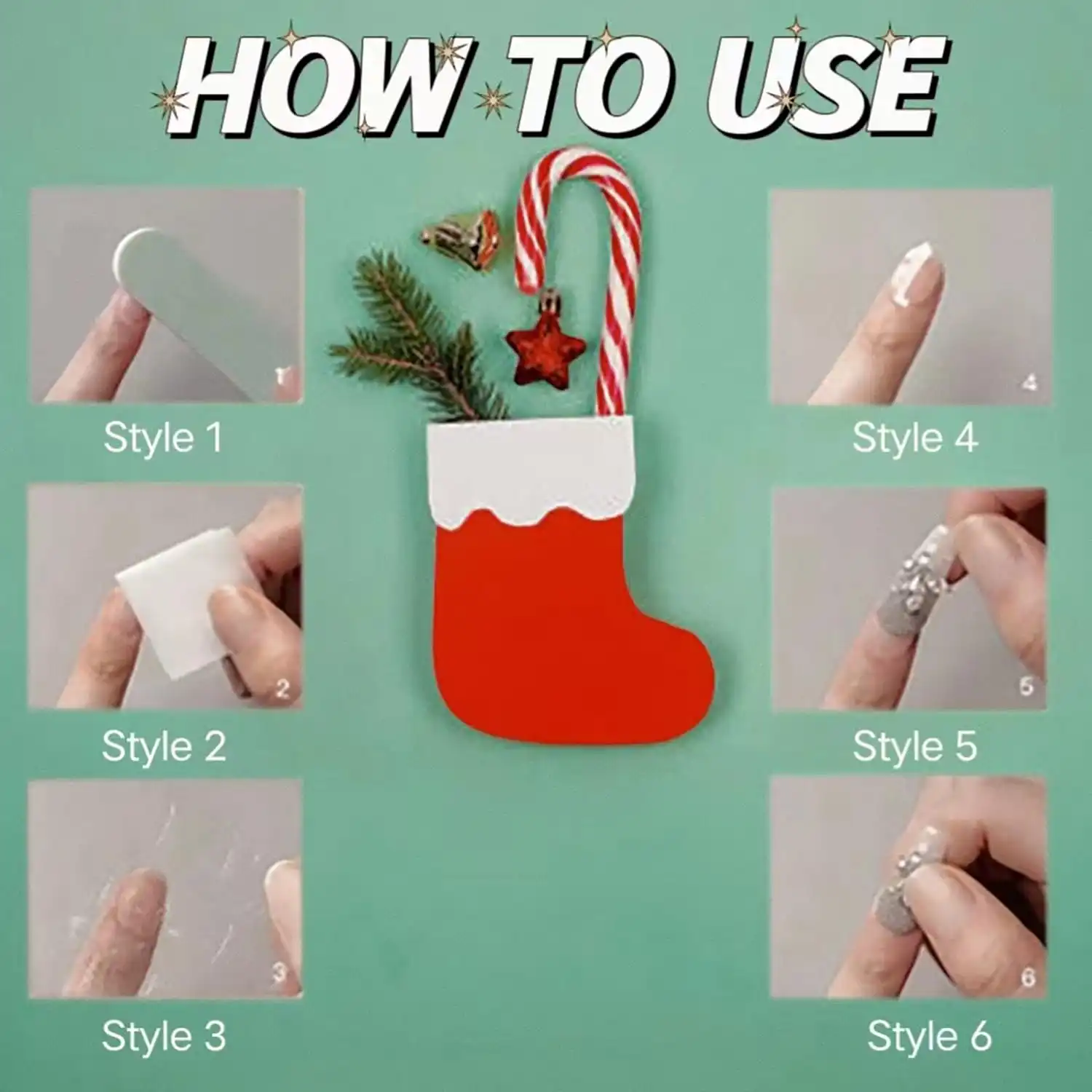 24 Pcs Christmas Press on Nails Almond Medium Fake Nails Christmas Winter Full Cover False Nails