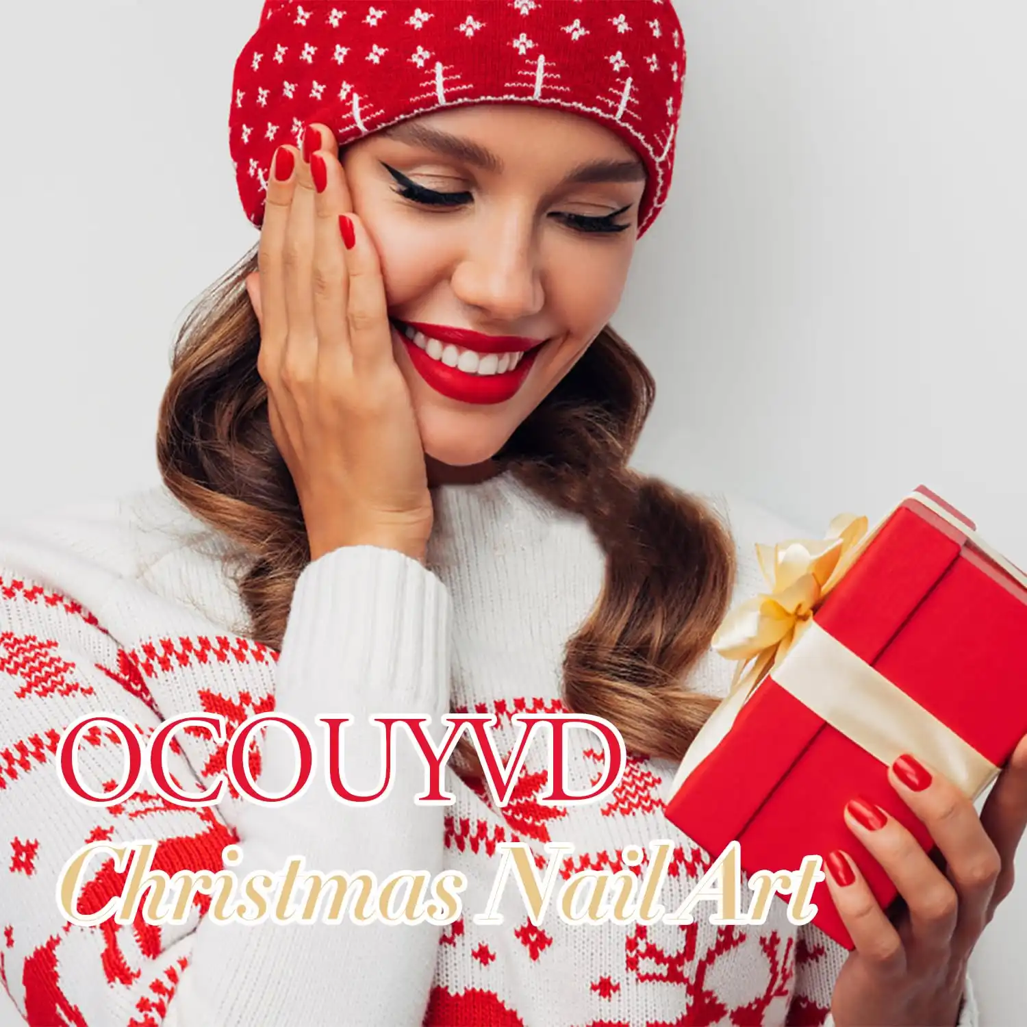 24 Pcs Christmas Press on Nails Short Square Fake Nails with Xmas Tree Glitter Designs Winter Glossy Artificial Nails Full Cover Sparkly Christmas Stick