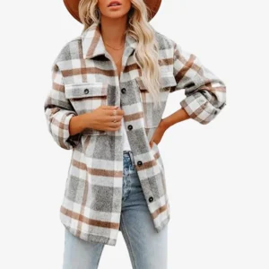 Beaully Women's Brushed Flannel Plaid Shacket